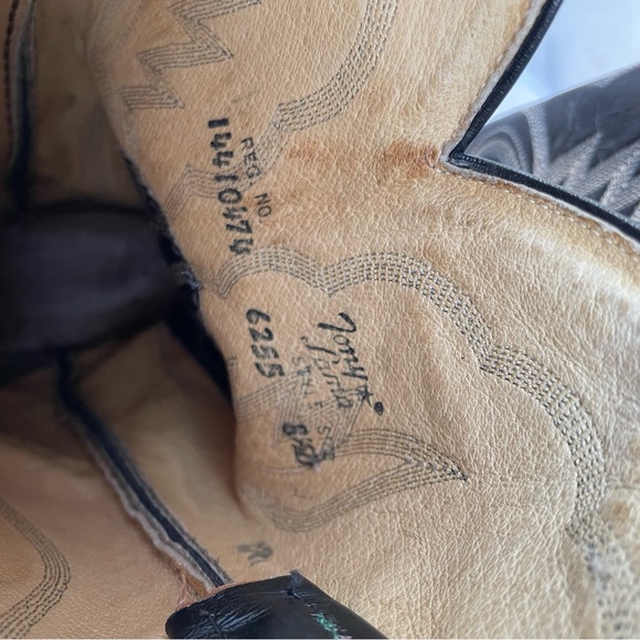 Tony lama cowboy boots black gray pointed toe men’s size 8.5 leather - Picture 4 of 9